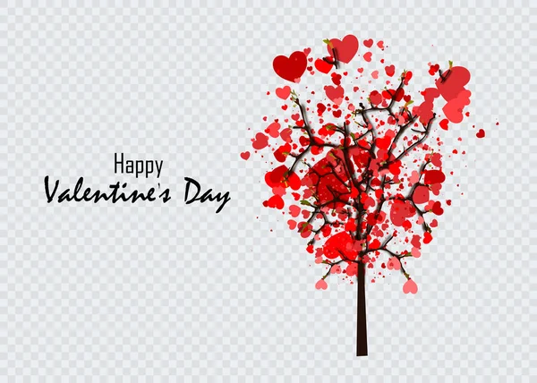 Дерево Любви Листьями Формы Сердца Свадьбы День Святого Валентина Идея — стоковый вектор