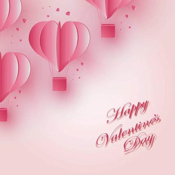 Feliz Día San Valentín Vector Saludos Tarjeta Diseño Con Realista — Vector de stock