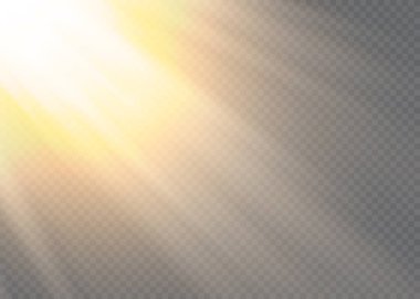 Şeffaf güneş ışığı vektörü. Özel lens ışık efekti..