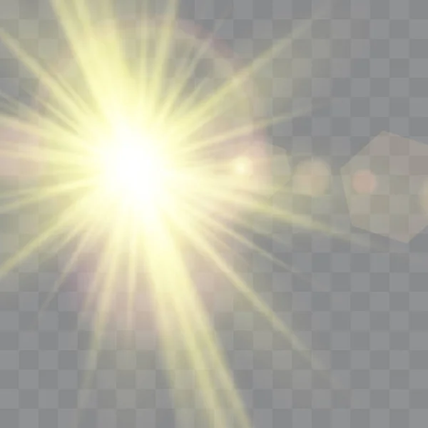 Vecteur Lumière Solaire Transparente Effet Lumière Torche Lentille Spéciale Modèle — Image vectorielle
