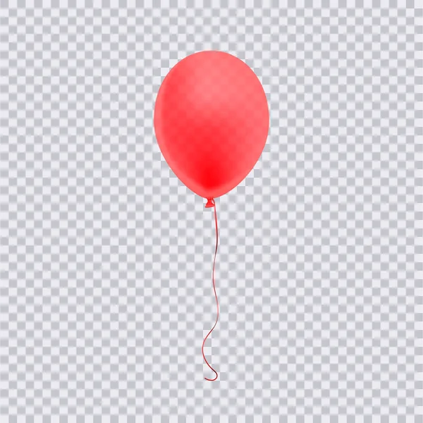 Ρεαλιστική Κόκκινο Μπαλόνι Που Απομονώνονται Διαφανές Φόντο Εικονογράφηση Διάνυσμα — Διανυσματικό Αρχείο
