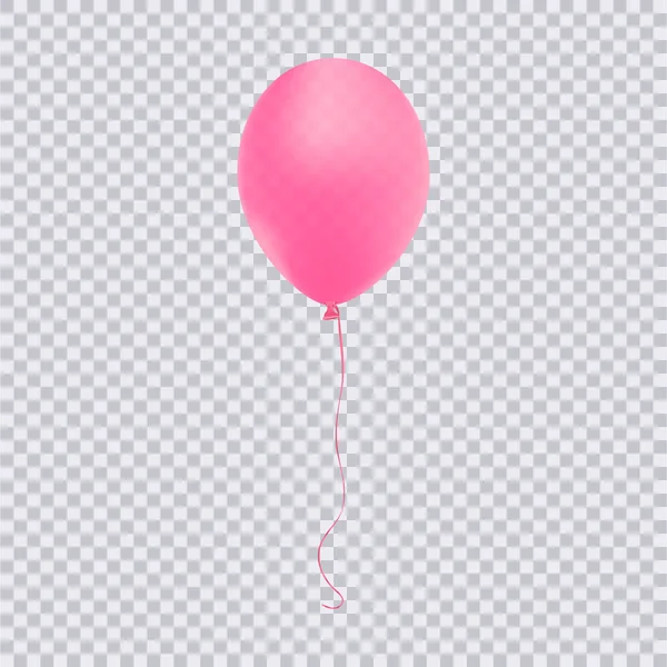 Balão Rosa Realista Isolado Fundo Transparente Ilustração Vetorial — Vetor de Stock