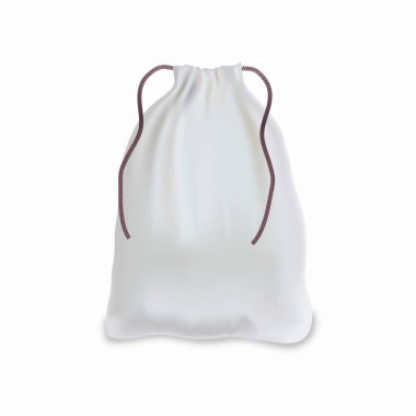 White backpack with laces. Sport bag mockup on white background. clipart