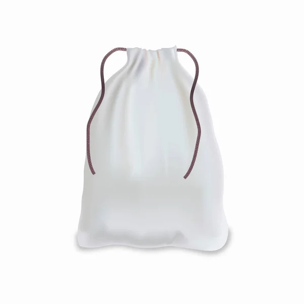 Bílý Batoh Tkaničkami Sportovní Taška Maketa Bílém Pozadí — Stockový vektor