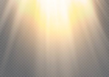 Şeffaf güneş ışığı vektörü. Özel lens ışık efekti..