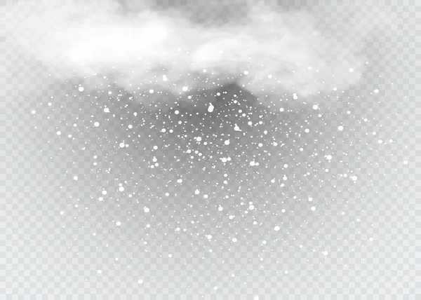 Nieve Viento Sobre Fondo Transparente Gradiente Blanco Elemento Decorativo Vector — Vector de stock