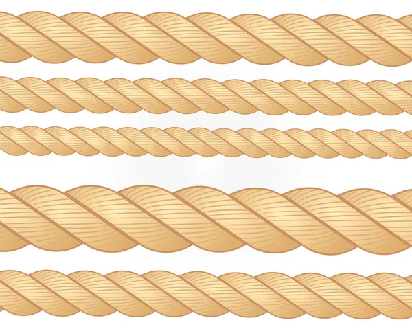 Nautische Touw Ronde Vierkante Touw Frames Randen Van Het Snoer — Stockvector