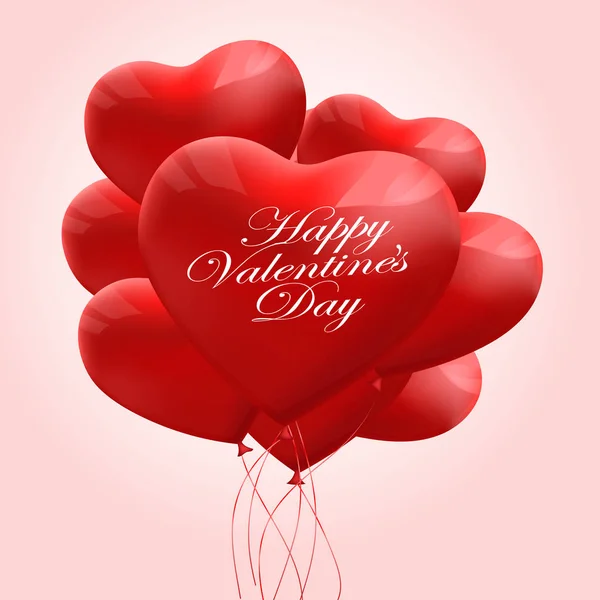 情人节背景与心脏形状气球 向量例证 浪漫设计 — 图库矢量图片