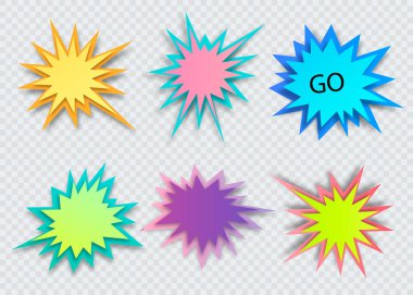 Kağıt stili arka, patlama veya patlama izole üzerinde beyaz arka plan bubbles