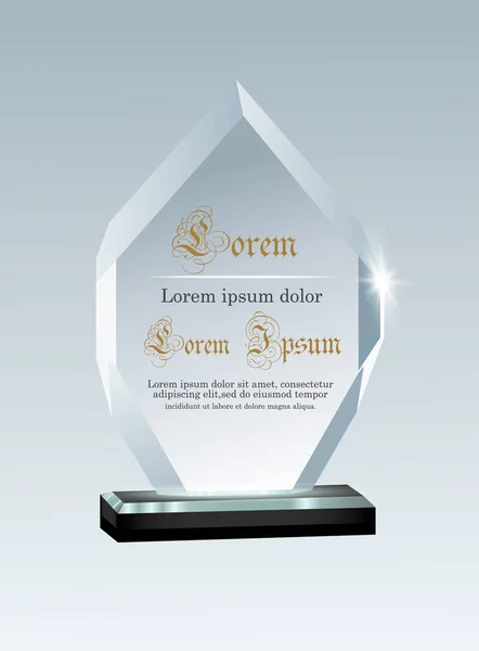 Modelo Glass Trophy Awards Prémio Vector Isolado Sobre Fundo Transparente —  Vetores de Stock
