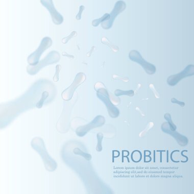 Probiotics Bacteria Vector illustration. Biology, Science background. Microscopic bacteria closeup. clipart