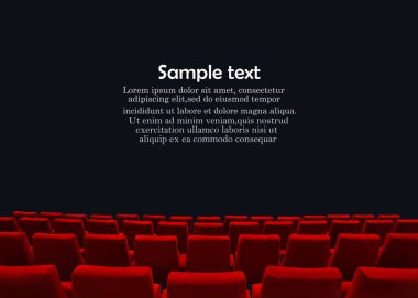 Kırmızı koltuk ile sinema ekran. Film afiş tasarımı prömiyeri. Vektör arka plan.