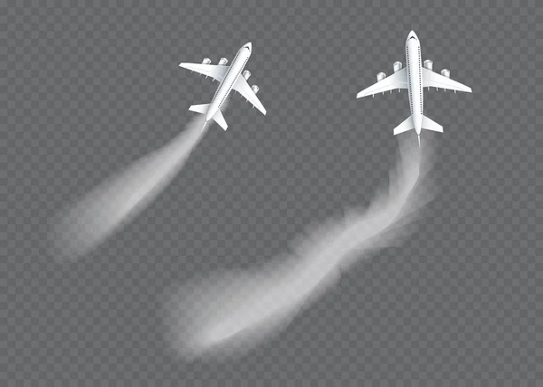 Avión Vectorial Con Ilustración Del Rastro Condensación Conjunto — Archivo Imágenes Vectoriales