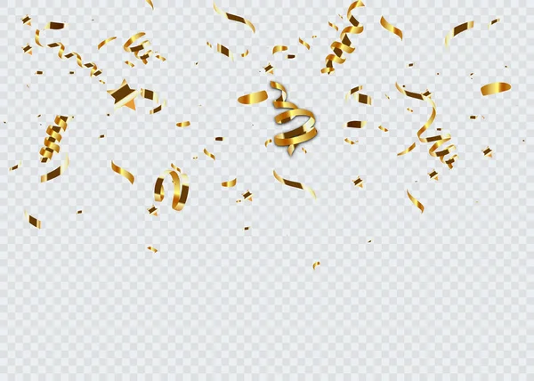 Gouden Confetti Geïsoleerd Een Geblokte Achtergrond Feestelijke Vectorillustratie — Stockvector