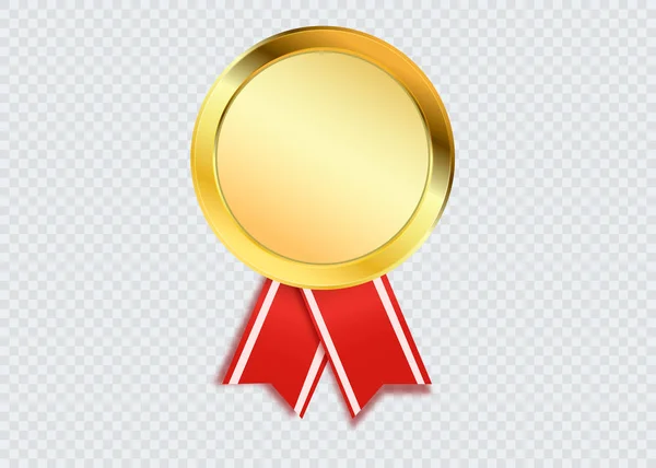 Winner Concept Blank Golden Medal Isolated White Vector Prize Trophy — Stock Vector