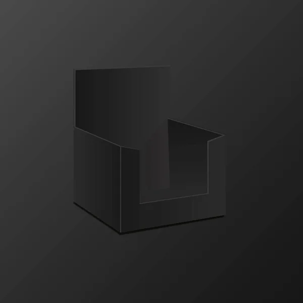 Geöffnete Schwarze Leere Geschenkbox Auf Dunklem Hintergrund Ansicht Von Oben — Stockvektor