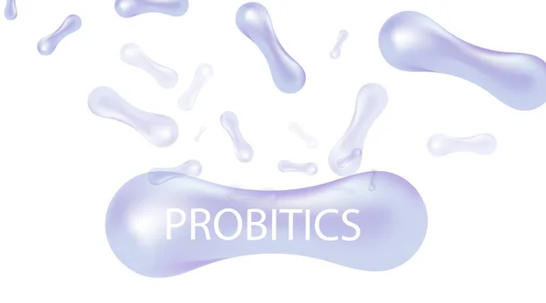 Probiotica Bacteriën Vector Illustratie Biologie Wetenschap Achtergrond Geneesmiddelen Behandelingen — Stockvector