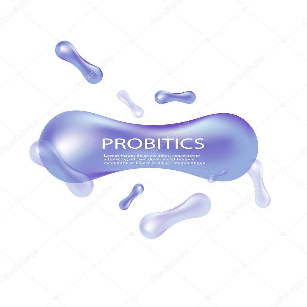 Probiotics bacteria vector illustration. Biology, science background. Medicine and treatment.