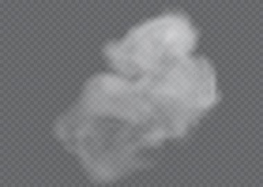 Şeffaf özel efekt sis veya dumanla göze çarpar. Beyaz bulut vektörü, sis veya sis.