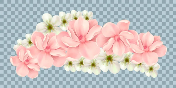Διάνυσμα Μπαλί λουλούδια συνόρων απομονώνονται σε πλέγμα φόντο διαφάνειας — Διανυσματικό Αρχείο