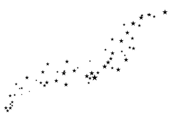 Beyaz arka planda yıldızlar. Siyah yıldız zarif bir yıldızla kayıyor. Göktaşı, kuyruklu yıldız, göktaşı.