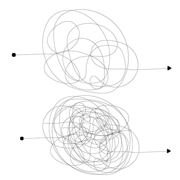 C'est de la folie. Complexe façon griffonneuse. Voie vectorielle en gribouillis. Processus chaotique difficile. Illustration vectorielle . — Image vectorielle