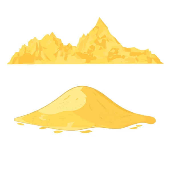 Zand heap. Cement stapel of geel zand heuvel cartoon vectorillustratie geïsoleerd op witte achtergrond — Stockvector