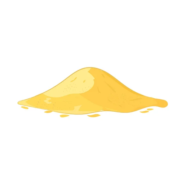 Hromadu písku. Hromadu cementu nebo žlutý písek mohyla kreslené vektorové ilustrace izolované na bílém pozadí — Stockový vektor
