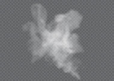 Şeffaf özel efekt sis veya dumanla göze çarpar. Beyaz bulut vektörü, sis veya sis.