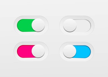 Aç ve Kapat düğmelerini aç ve kapat. Malzeme tasarım anahtarı düğmeleri ayarlandı.