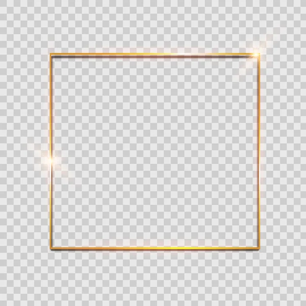 Altın Parlak Parlayan Vintage Çerçeve Şeffaf Arka Plan Üzerinde Izole — Stok Vektör