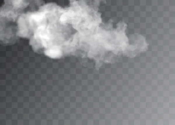 Przezroczysty efekt specjalny wyróżnia się mgłą lub dymem. Wektor białej chmury, mgła lub smog. — Wektor stockowy