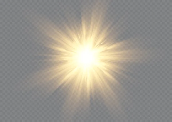 Vetor Luz Solar Transparente Lente Especial Flash Light Effect Front — Vetor de Stock