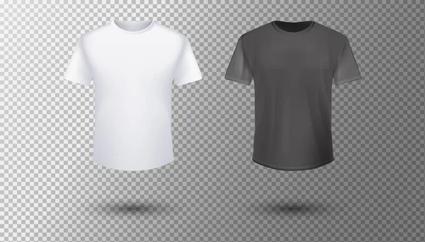 Рубашка на макете. Шаблон футболки. Черная, черно-белая версия, дизайн передней части. — стоковый вектор