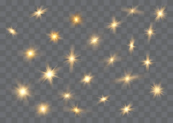 White glowing light explodes on a transparent background. Sparkling magical dust particles. Bright Star. Transparent shining sun, bright flash. Vector sparkles. To center a bright flash.