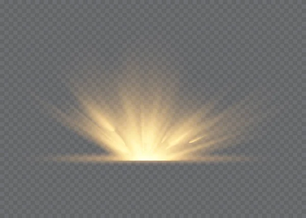 Световая вспышка спецэффекта с лучами света и волшебными блесками. Набор векторного светового эффекта, взрыв, блеск, искра, вспышка солнца. — стоковый вектор