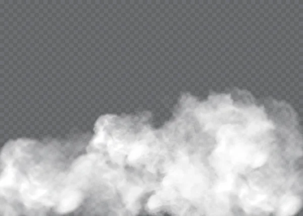 Transparent special effect stands out with fog or smoke. White cloud vector, fog or smog. — Stock Vector