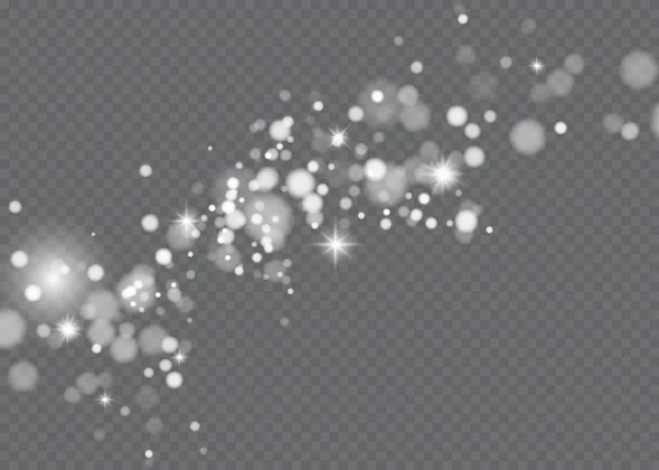 Wit vonken glitter speciaal lichteffect. Vector schittert op transparante achtergrond. Christmas abstract patroon. — Stockvector