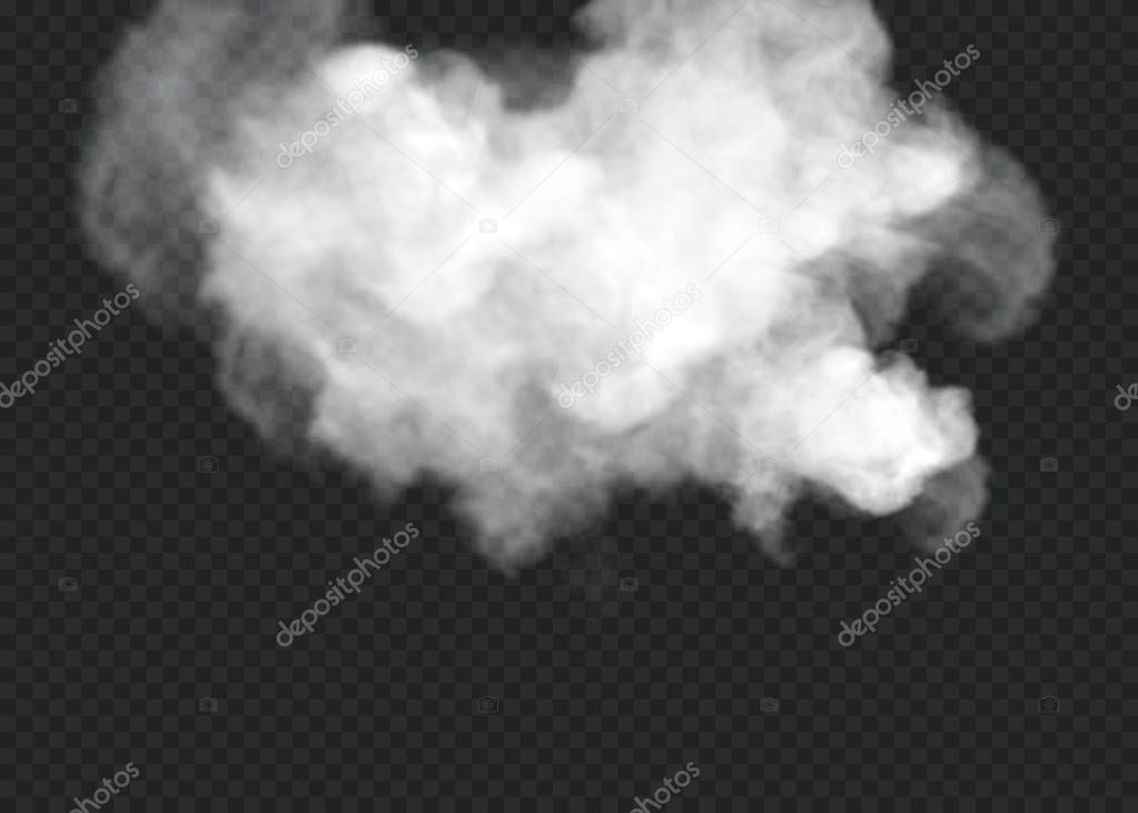 Transparent special effect stands out with fog or smoke. White cloud vector, fog or smog.