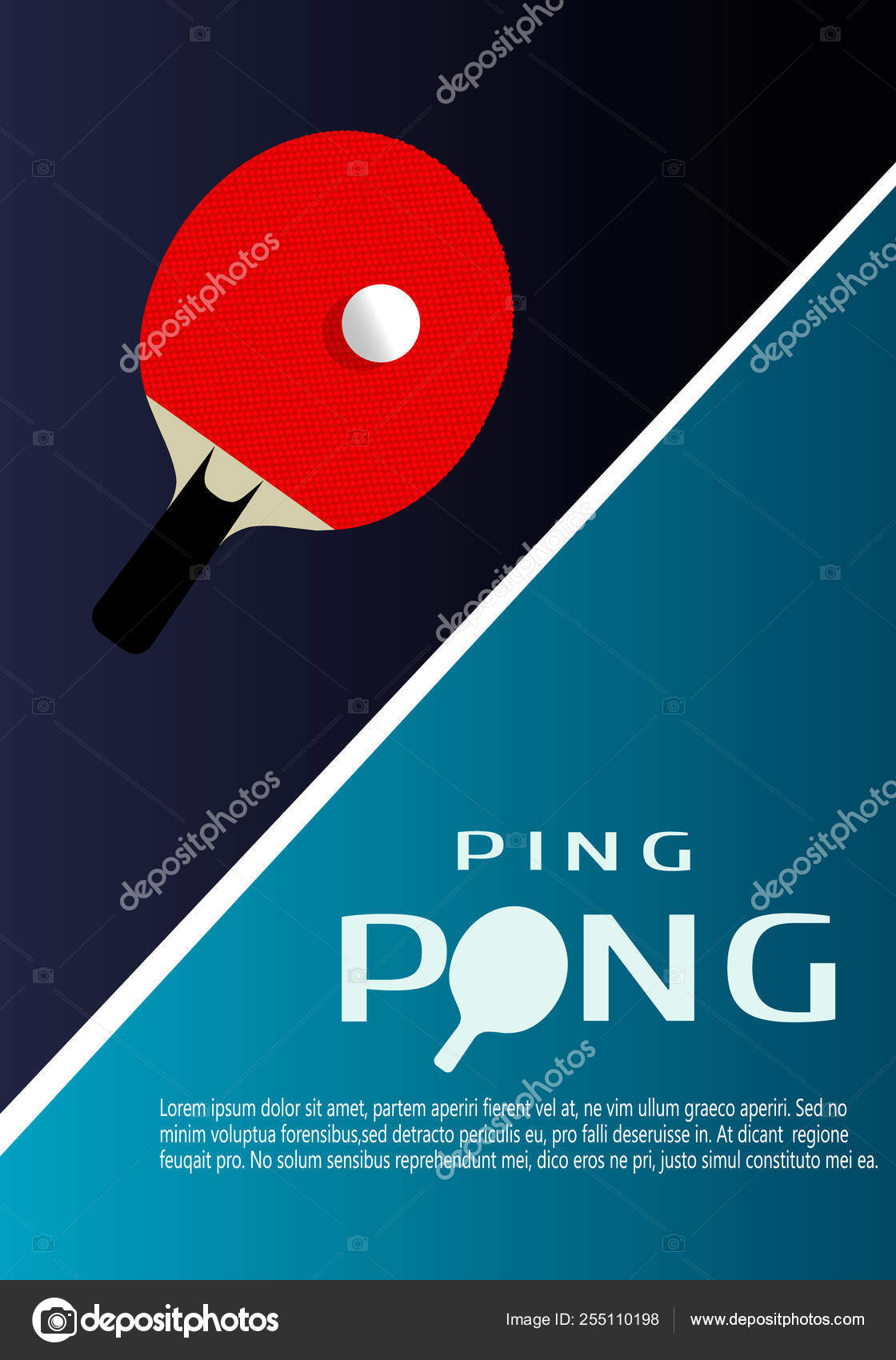 Modello Di Poster Di Ping Pong Tavolo E Racchette Per Il