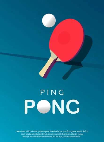 Modelo de pôster de pingue-pongue. Mesa e raquetes para ping-pong. Ilustração vetorial —  Vetores de Stock