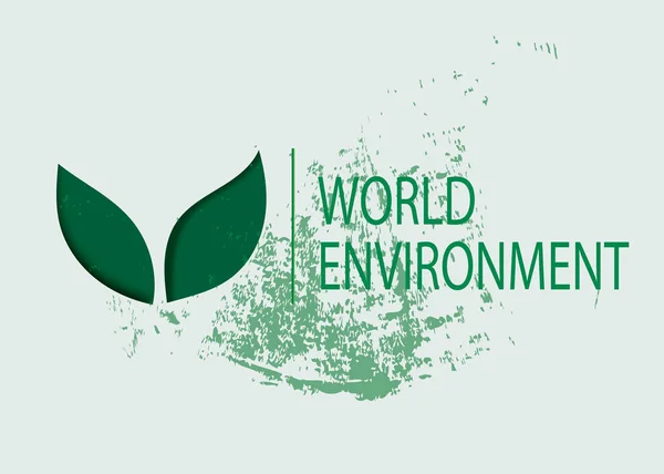 Концепция Всемирного дня окружающей среды. 3d бумаги сократить экологически чистый дизайн. Векторная иллюстрация. Слой из бумаги зеленые листья формы с тенью — стоковый вектор
