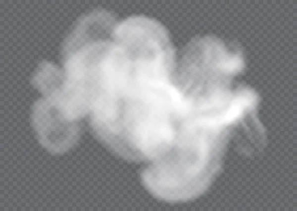 Az átlátszó speciális hatás ködben vagy füstben jelenik meg. Fehér felhő vektor, köd vagy szmog. — Stock Vector