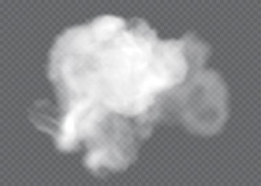 Şeffaf özel efekt sis veya dumanla göze çarpar. Beyaz bulut vektörü, sis veya sis.