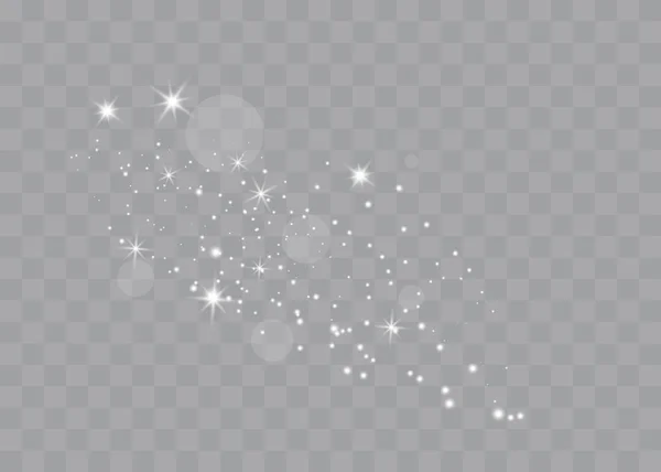 Las chispas de polvo y las estrellas doradas brillan con una luz especial. El vector brilla sobre un fondo transparente. Efecto de luz de Navidad. Partículas de polvo mágico chispeantes. — Archivo Imágenes Vectoriales