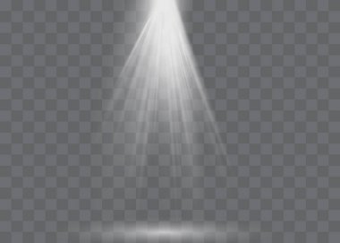Vektör şeffaf güneş ışığı özel lens flaş efekti. Ön güneş merceği flaşı. Işık altında vektör bulanıklığı. Dekor elementi. Yatay yıldız ışınları ve projektör ışığı.