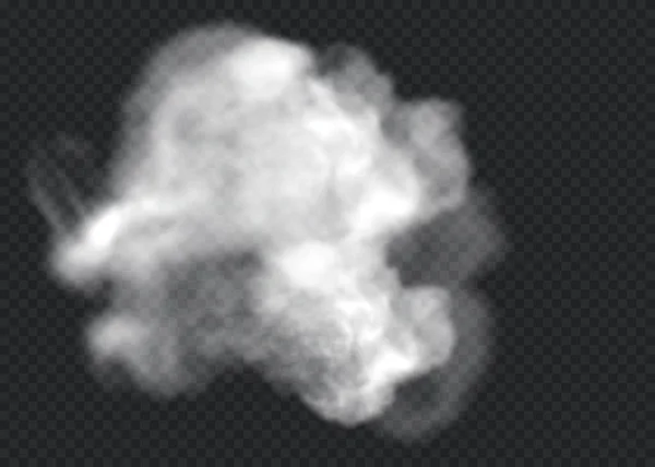 Az átlátszó speciális hatás ködben vagy füstben jelenik meg. Fehér felhő vektor, köd vagy szmog. — Stock Vector