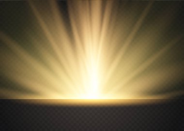 Işık, ışık ve sihirli parıltılarla özel efekt oluşturur. Şeffaf vektör ışık efekti seti, patlama, sim, kıvılcım, güneş ışığı.