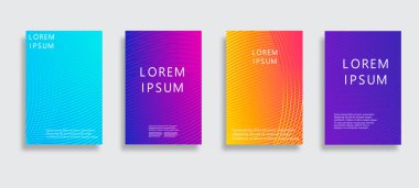 Minimal kapak tasarımı. Renkli yarım ton eğimleri. Gelecekteki geometrik desenler. Eps10 vektörü.