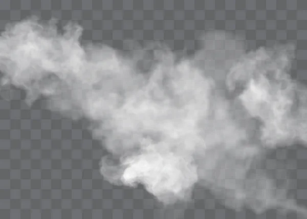 El efecto especial transparente se destaca con niebla o humo. Nube blanca vector, niebla o smog. — Vector de stock